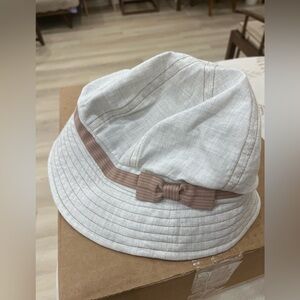 Stylish White and Brown Bucket Hat
